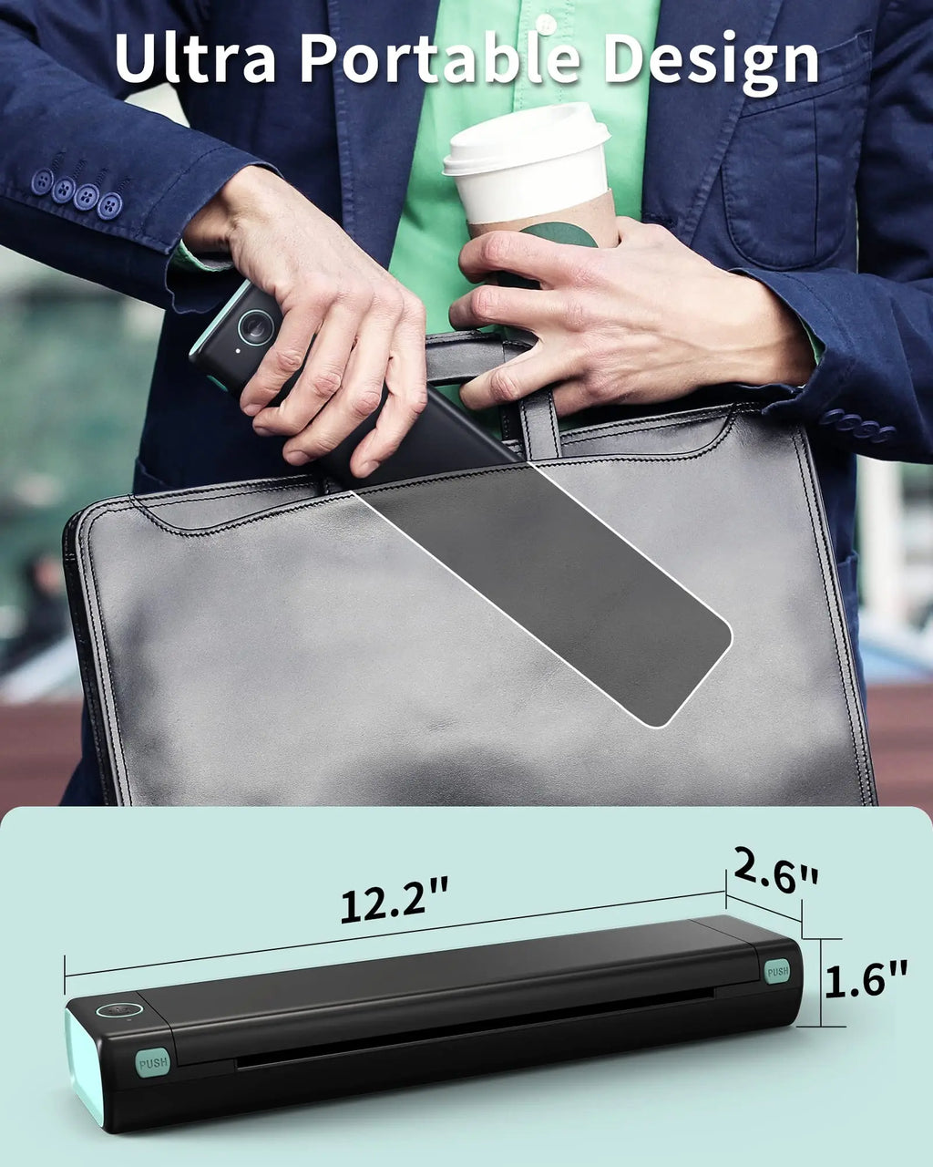 M08F A4 Portable Thermal Printer 8.26"X11.69" A4 Thermal Paper Wireless Mobile Travel Printer Android Ios Laptop Printer