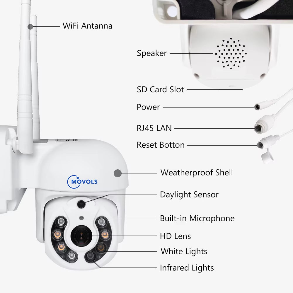 Movols H.265 3MP 5MP Wireless CCTV System Two Way Audio Waterproof PTZ WIFI IP Security Camera 10CH NVR Video Surveillance Kit