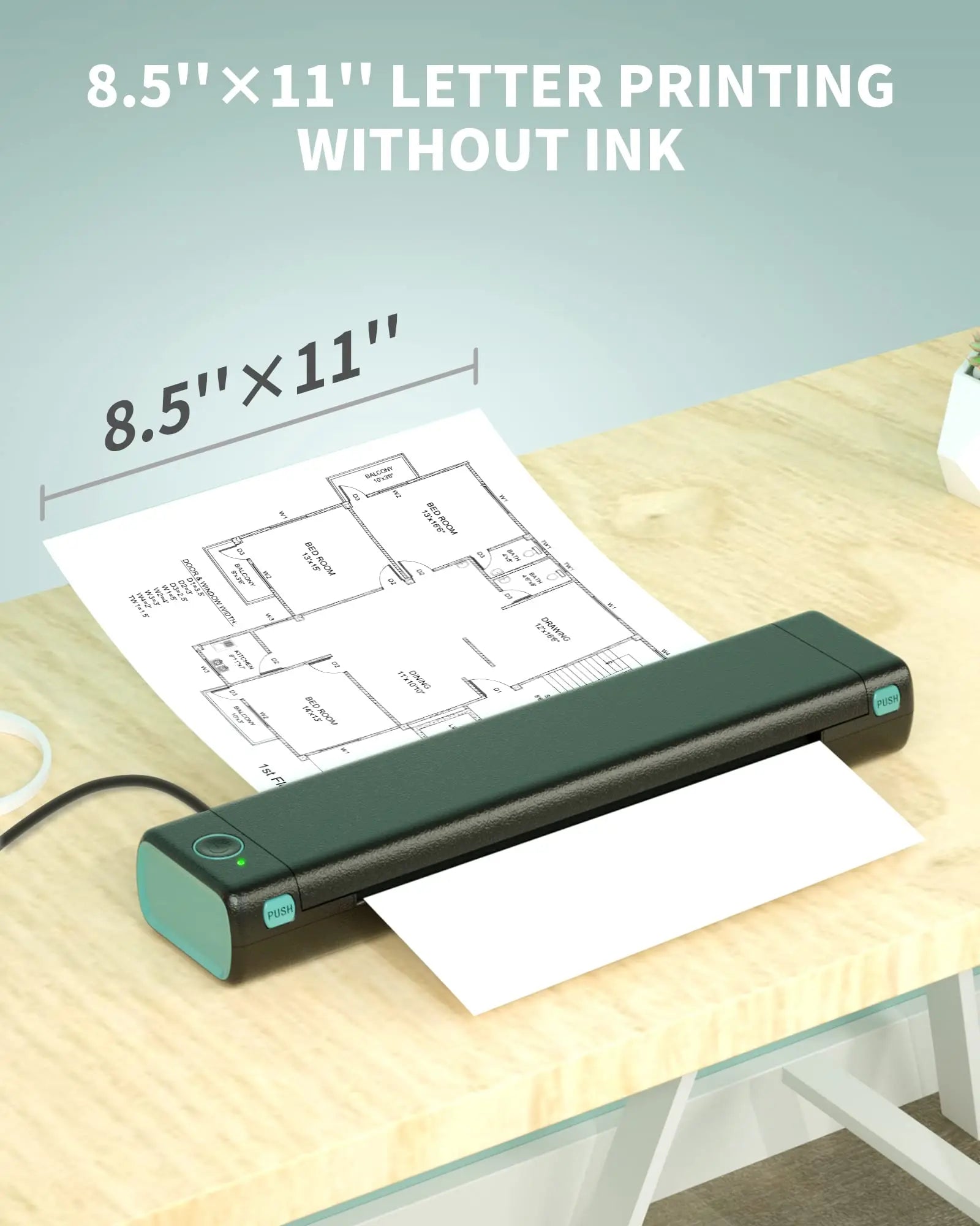 M08F A4 Portable Thermal Printer 8.26"X11.69" A4 Thermal Paper Wireless Mobile Travel Printer Android Ios Laptop Printer